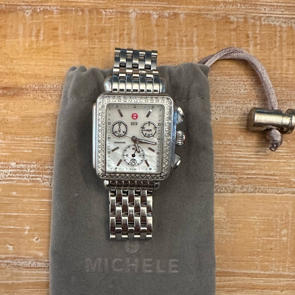 Michele Deco Diamond Stainless Watch